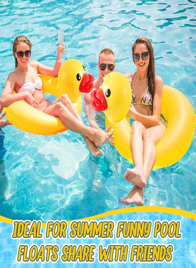 Hungdao 2 Pcs Funny Duck Pool Floats Large 39.4'' Rubber Ducks Floatie Inflatable Tube Swim Ring Giant for Summer Beach Swimming Pool Carnival Birthday Party Floaty Supplies Adults (Cute) - Image 5