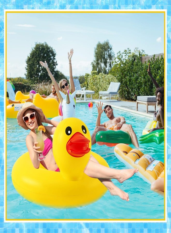 Hungdao 2 Pcs Funny Duck Pool Floats Large 39.4'' Rubber Ducks Floatie Inflatable Tube Swim Ring Giant for Summer Beach Swimming Pool Carnival Birthday Party Floaty Supplies Adults (Cute) - Image 3