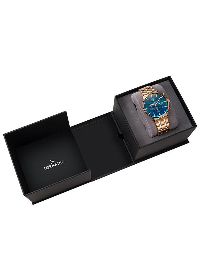 TORNADO - Tornado CELESTIA ELITE Men's Japan Quartz Movement Watch, Chronograph Display and High Quality Solid Stainlesss Steel Strap - T6102-GBGH, Gold - Image 1