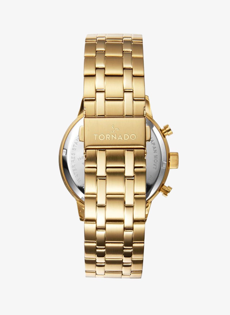 TORNADO Men's Solid stainless steel with Polished outer links and brushed center links. Chronograph Watch T6102-GBGH - 43mm mm - Image 3