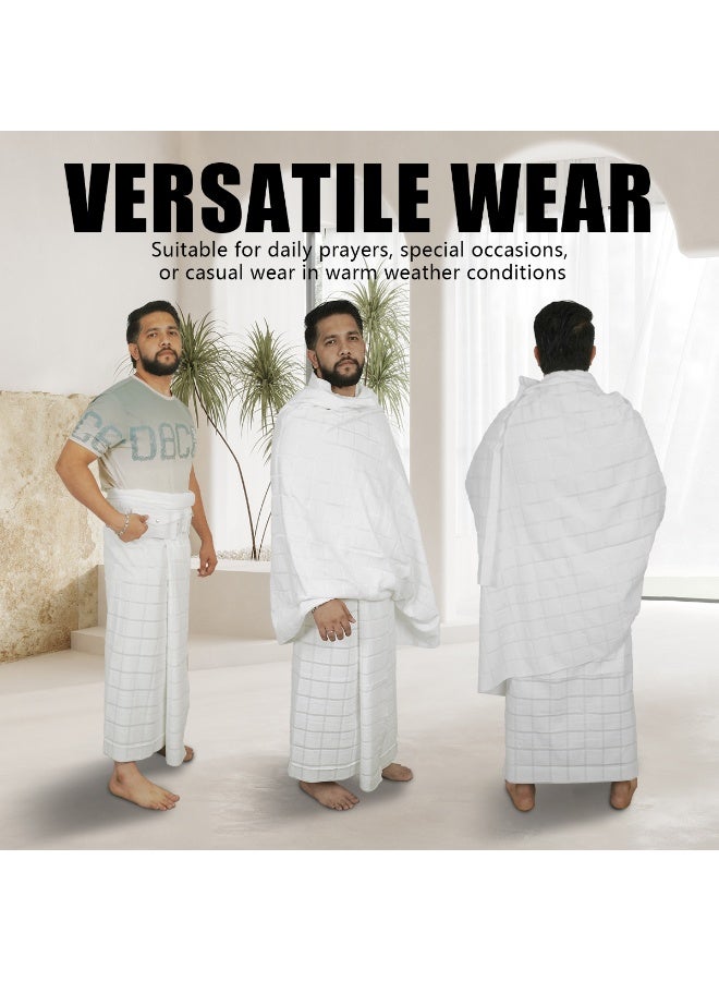 Meishida Set of Ahram Towels for Men, Pure Cotton Ihram Towels Set, Comfotable for Hajj & Umrah, Belt with Built-in Bag & Pins and 2 pcs Towels, Soft, Absorbent, Hygienic Pilgrimage Essentials - Image 4