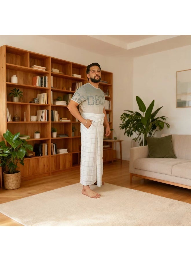 Meishida Set of Ahram Towels for Men, Pure Cotton Ihram Towels Set, Comfotable for Hajj & Umrah, Belt with Built-in Bag & Pins and 2 pcs Towels, Soft, Absorbent, Hygienic Pilgrimage Essentials - Image 1