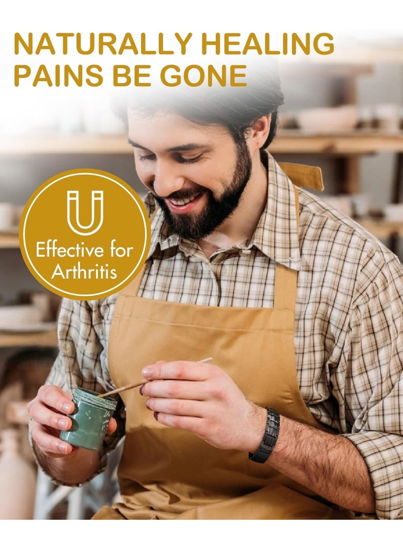 Copper Men's Copper Magnetic Bracelet Elegant 99.99% Solid Copper Bracelets with Double-Row Strong Magnets, Magnetic Field Therapy Jewelry (Black) - Image 2