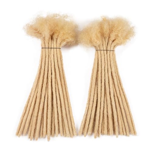 JIAJIA Teresa Medium 08cm and Small 04cm Width 8 Inch 20 Strands 100 Human Hair Dreadlock Extensions for ManWomenFull Head Handmade Permanent Human Loc Extension 08cm Thickness613 Blonde Color - Image 2