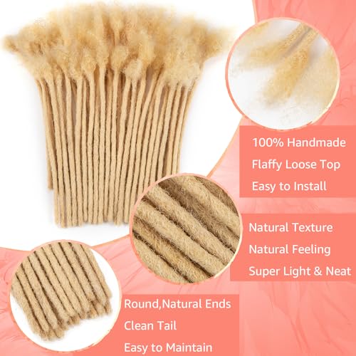 JIAJIA Teresa Medium 08cm and Small 04cm Width 8 Inch 20 Strands 100 Human Hair Dreadlock Extensions for ManWomenFull Head Handmade Permanent Human Loc Extension 08cm Thickness613 Blonde Color - Image 5