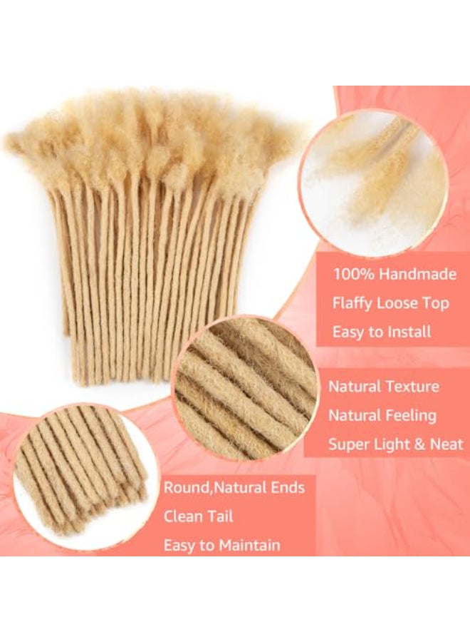 JIAJIA Teresa Medium 08cm and Small 04cm Width 8 Inch 20 Strands 100 Human Hair Dreadlock Extensions for ManWomenFull Head Handmade Permanent Human Loc Extension 08cm Thickness613 Blonde Color - Image 4