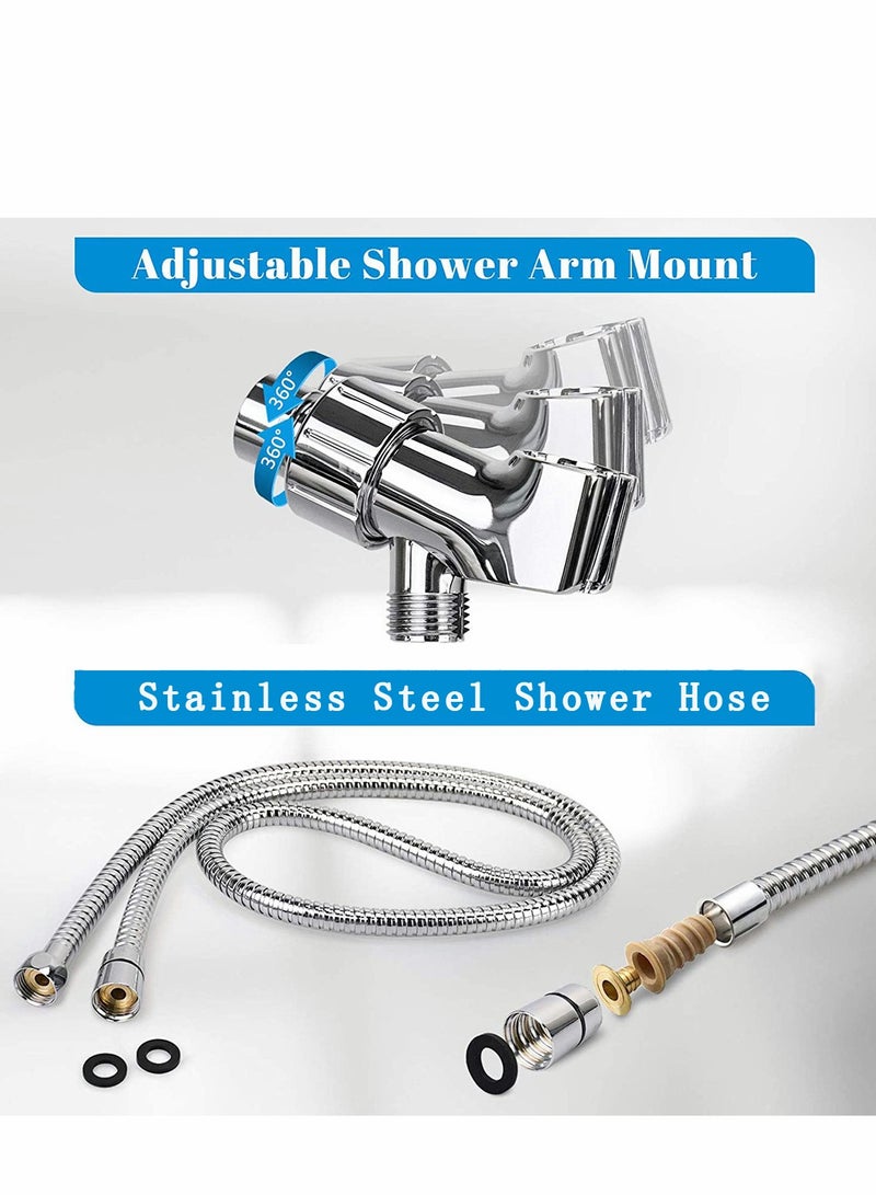 SYOSI Shower Head High Pressure with Handheld, 6 Spray Modes  Settings Detachable Shower Head with Stretchable 59" 304 Stainless Steel Hose and Multi Angle Adjustable Shower Bracket - Image 5