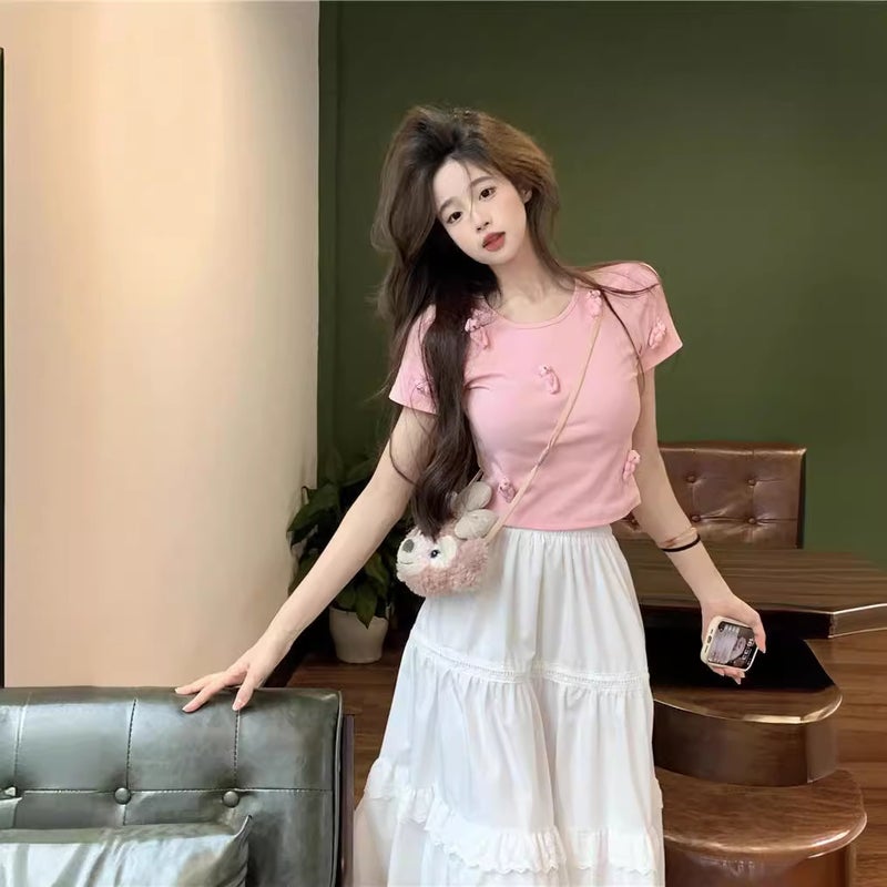 Sweet And Spicy Three-Dimensional Bear Short-Sleeved T-Shirt Women'S Summer Pure Desire Style Slim-Fit Slim Round Neck Short Top - Image 5