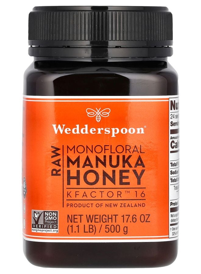 Wedderspoon Raw Monofloral Manuka Honey KFactor 16 1.1 lb (500 g)