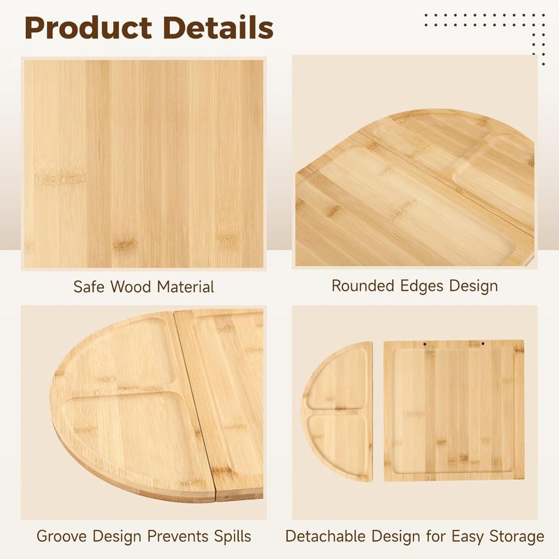 Wood Cheese Board Set, Detachable Charcuterie Platter Tray with Strong Attachment, 4 Pcs Knives Included, Wooden Appetizer Serving Tray for Parties, 22.8 x 11.5 in - Image 4