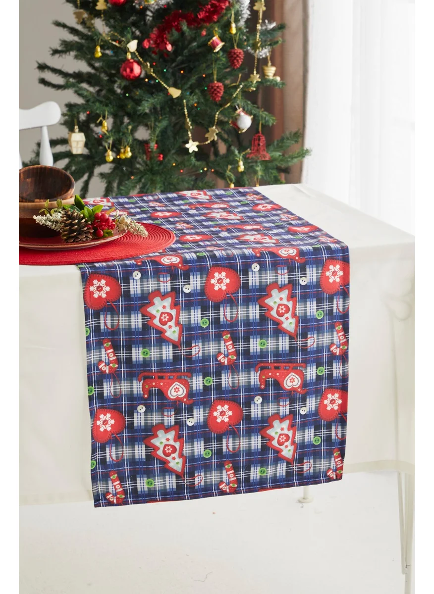 Ays Home Navy Blue Sleigh Christmas Runner