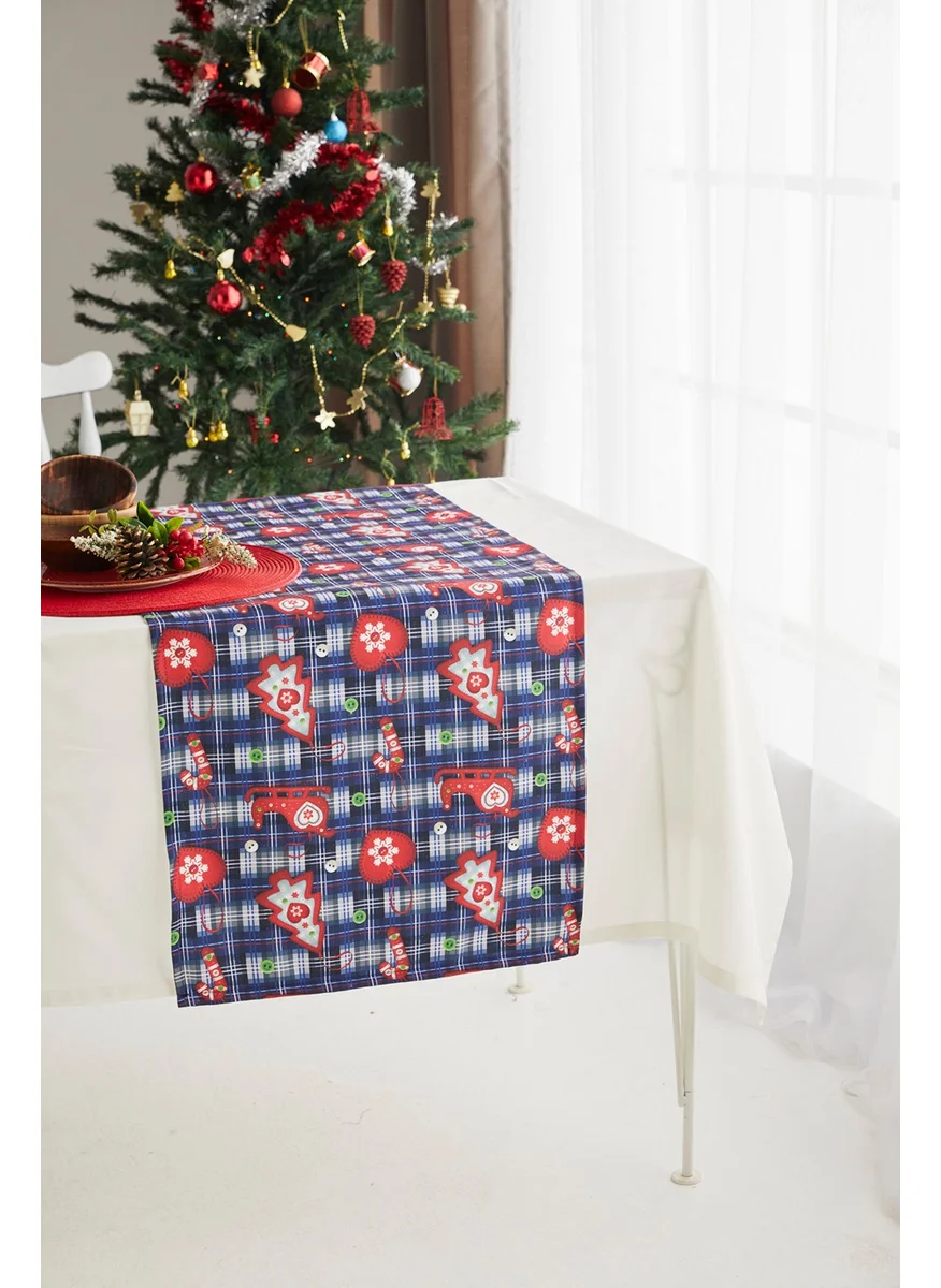 Ays Home Navy Blue Sleigh Christmas Runner