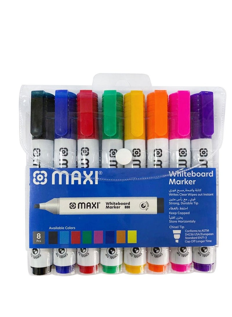 Maxi Maxi - White Board Marker Chisel Tip Set - 8 Colours 