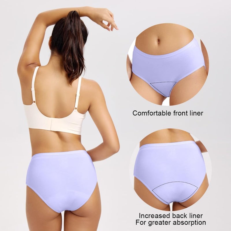 BATTEWA Mid-Waist Incontinence Underwear for Women Leak Proof Panties Protective Briefs for Bladder Control Washable Absorbency 40ML,3Pack (Large,3 Color) - Image 5
