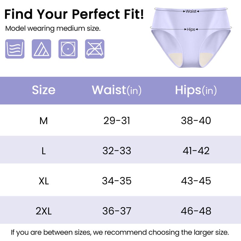 BATTEWA Mid-Waist Incontinence Underwear for Women Leak Proof Panties Protective Briefs for Bladder Control Washable Absorbency 40ML,3Pack (Large,3 Color) - Image 4
