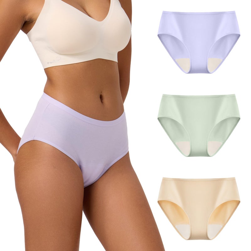 BATTEWA Mid-Waist Incontinence Underwear for Women Leak Proof Panties Protective Briefs for Bladder Control Washable Absorbency 40ML,3Pack (Large,3 Color) - Image 1
