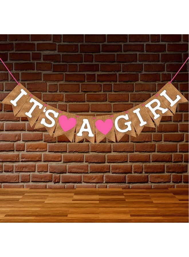 ووبوكس لافتة استحمام الطفل من ووب بوكس، لون بني ووردي، مكتوب عليها "Its A Girl"، مجموعة زينة للحفلات من قطعة واحدة، ديكور مُعلق مسبقًا - Image 1