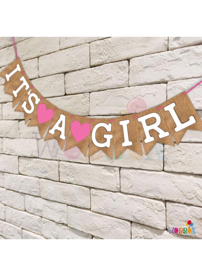 ووبوكس لافتة استحمام الطفل من ووب بوكس، لون بني ووردي، مكتوب عليها "Its A Girl"، مجموعة زينة للحفلات من قطعة واحدة، ديكور مُعلق مسبقًا - Image 4