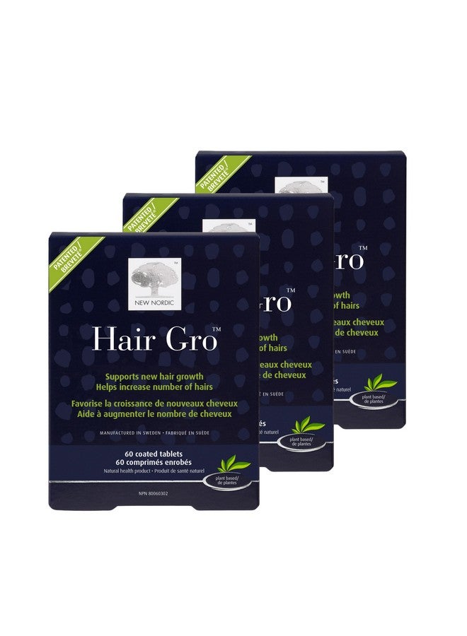 NEW NORDIC Hair GRO, Hair Growth Supplement, Biotin & Palm Fruit Extract Tocotrienols for Natural Regrowth, 60 Count (Pack of 3) - Image 1