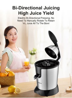 sokany Electric Citrus Juicer 350W Stainless Steel Orange Juicer Freshly Pressed Fruit for Squeezes Oranges Lemons Lime Juices JE-651E Black  - Image 5