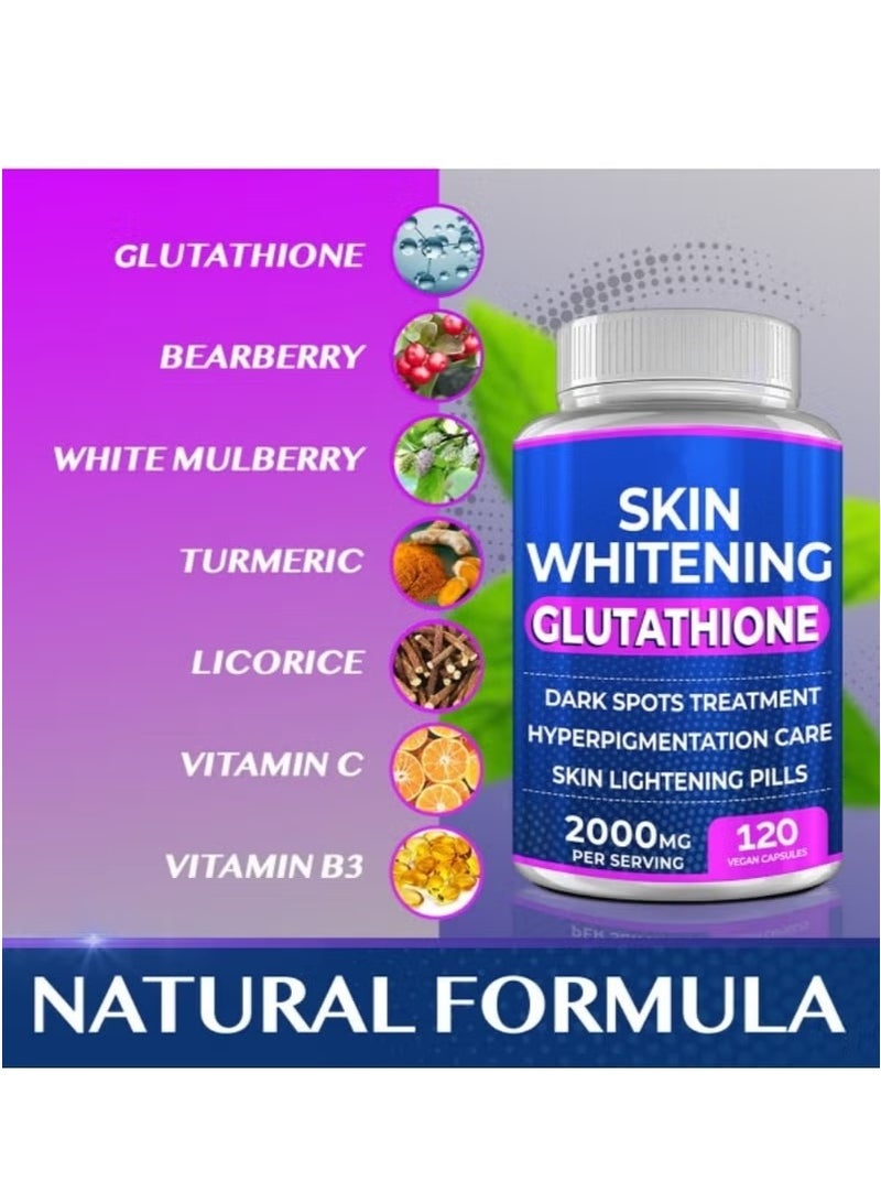 SKIN Glutathione Capsules – 2000mg Antioxidant Complex, 120 Capsules for Skin Tone Support, Dark Spot Care & Radiance Boost  - Image 4