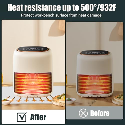 ImnBest Heat Resistant Mat for Air Fryer Site, Fireproof Silicone Mat for Kitchen Countertop, Non-slip and Waterproof, Countertop Protector (Silvery, 17.5"L x 13.5"W) - Image 2