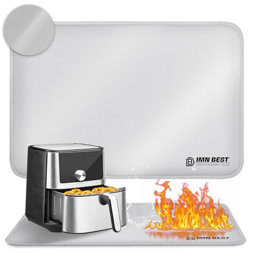 ImnBest Heat Resistant Mat for Air Fryer Site, Fireproof Silicone Mat for Kitchen Countertop, Non-slip and Waterproof, Countertop Protector (Silvery, 17.5"L x 13.5"W) - Image 1