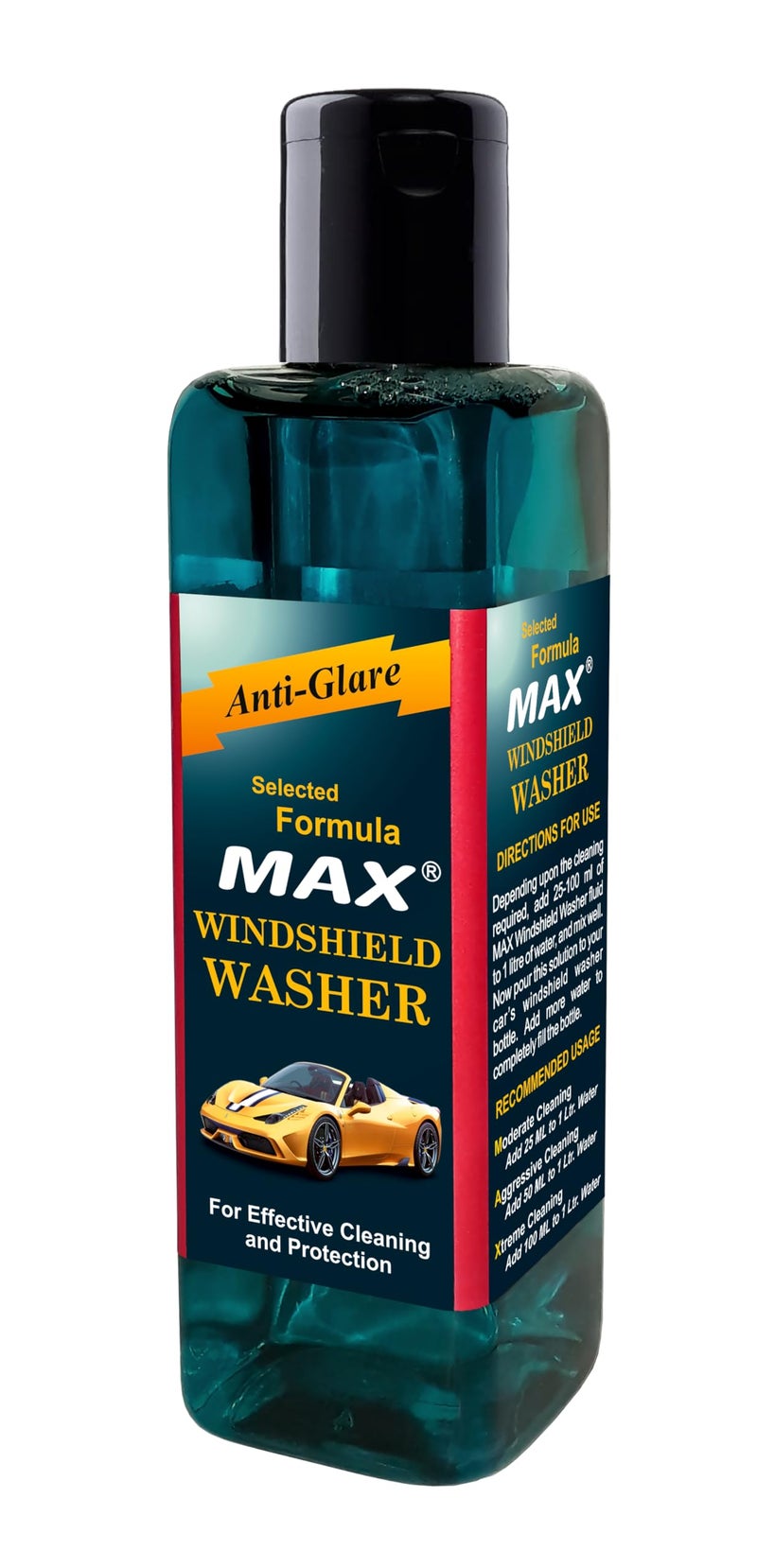 MAX Windshield Washer Fluid Concentrate (200 ML) Anti-Freeze Formula | Car Windshield Cleaner, Streak-Free Wiper Fluid | Lubricates Wipers, Removes Bugs, Grime & Water Spots for Crystal Clear Vision - Image 1