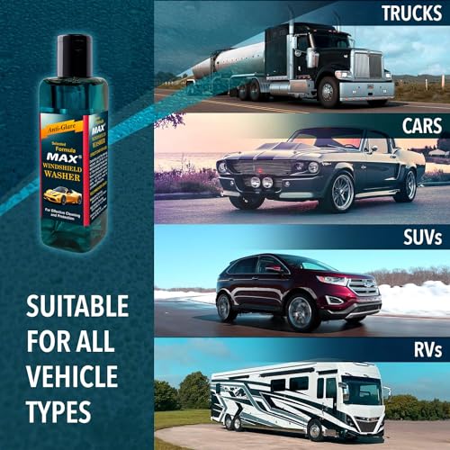 MAX Windshield Washer Fluid Concentrate (200 ML) Anti-Freeze Formula | Car Windshield Cleaner, Streak-Free Wiper Fluid | Lubricates Wipers, Removes Bugs, Grime & Water Spots for Crystal Clear Vision - Image 4