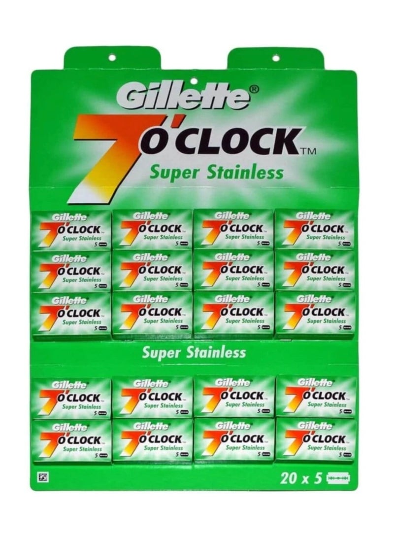 شفرات حلاقة مزدوجة الحواف من الفولاذ المقاوم للصدأ من 7 O'clock (عبوة من 20 شفرة) - Image 1