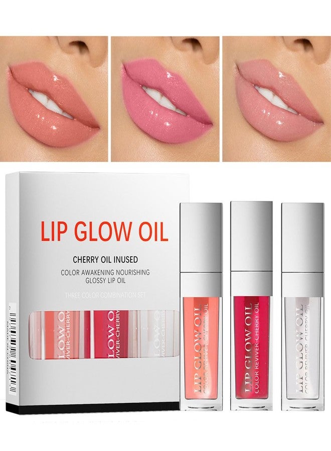 XTJXTJ 3 Colors Tinted Plumping Lip Oil Gloss, Hydrating Lip Oil, Ultra-Hydrating & Nourishing Lip Care Lip Tint, Long Lasting Non-Sticky Transparent Toot Lip Glaze, Makeup Gift For Women (Set A) - Image 2