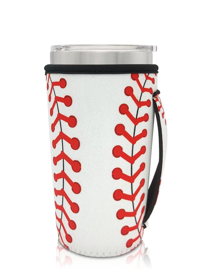 AJLTPA Neoprene Insulated Sleeves Cup Holder with Handle for 20oz Tumbler Cups  Reusable Iced Coffee Sleeve Compatible with Starbucks Trenta  Dunkin Large  more(baseball) - Image 1