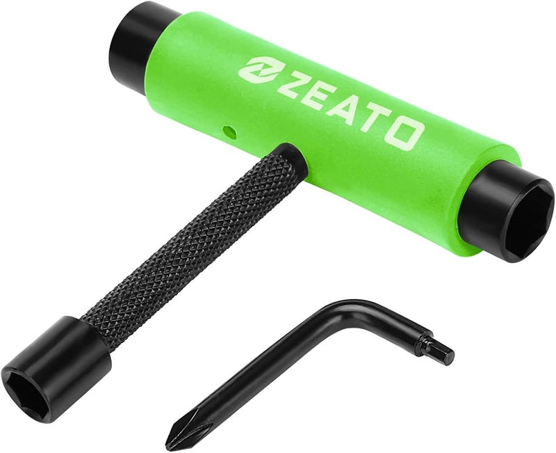 Zeato All-in-One Skate Tools Multi-Function Portable Skateboard T Tool Accessory with T-Type Allen Key and L-Type Phillips Head Wrench Screwdriver - Image 1