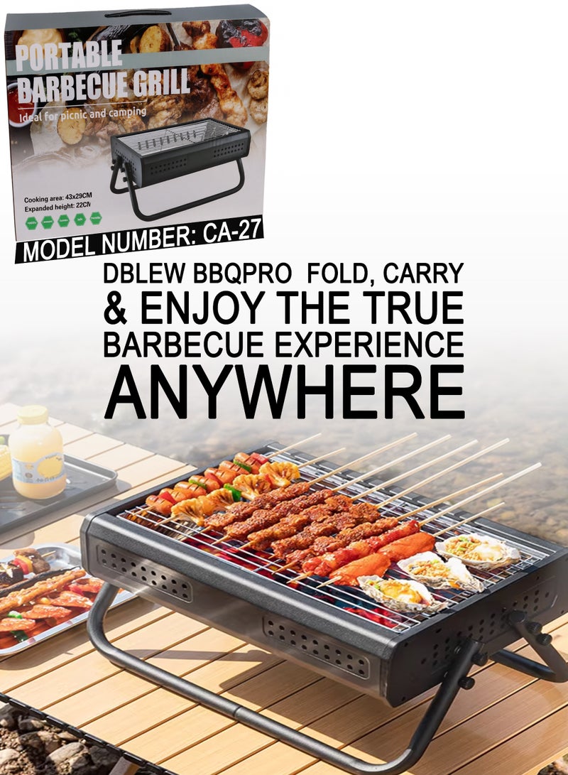 DBLEW Foldable Charcoal Barbecue Grill – Portable Stainless Steel BBQ Stand with 360° Ventilation, Removable Charcoal Tray, Easy to Carry & Clean | Perfect for Camping, Picnic, Garden, Travel & Outdoor Cooking - Image 2