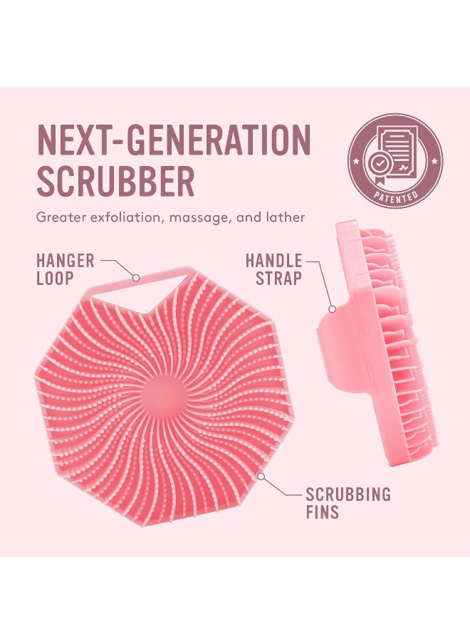 Sud Scrub Antimicrobial Silicone Body Scrubber, Exfoliating Body Scrubber For Sensitive Skin, Eco Friendly Shower Scrubber For Body, Silicone Body Brush For Showering, Lathers Well, Pink  - Image 5
