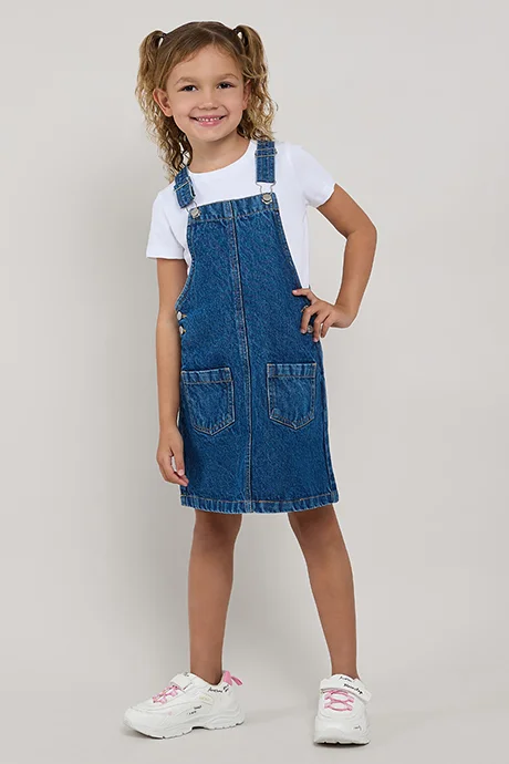 R&B Solid T-Shirt with Dungaree Dress