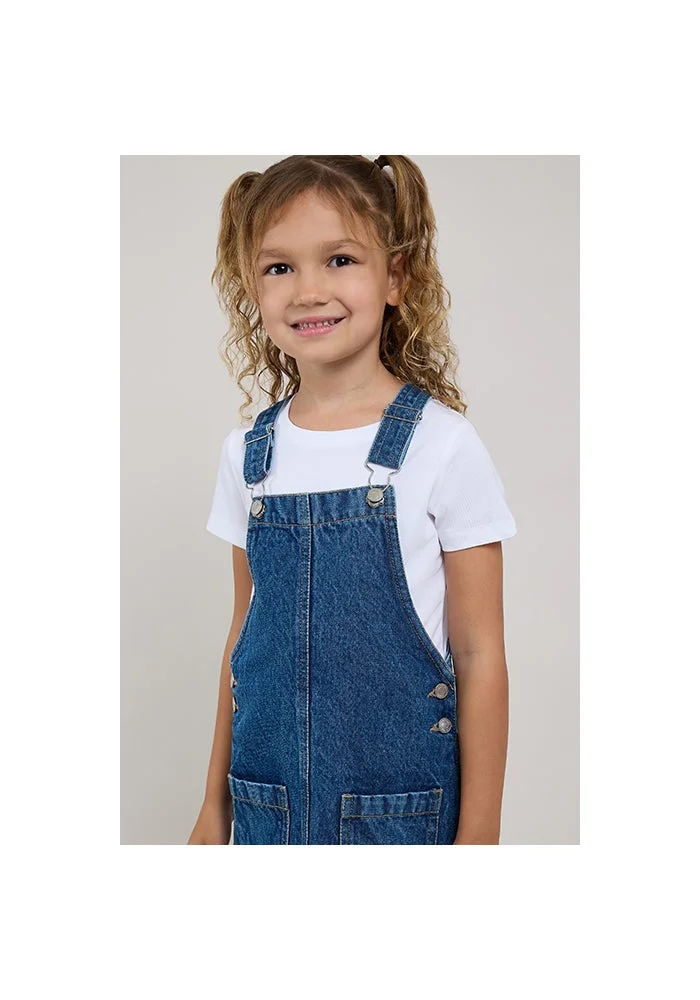 أر أند بي Solid T-Shirt with Dungaree Dress