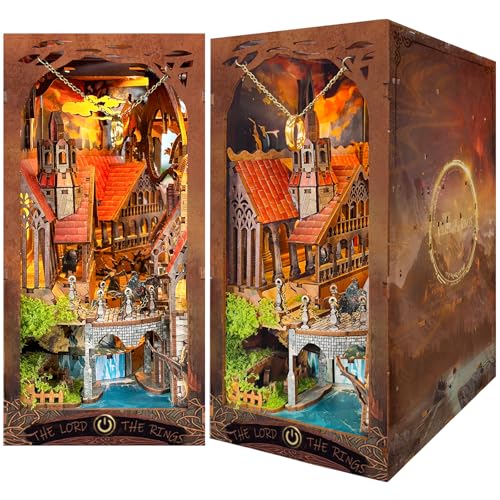 Spilay DIY Dollhouse Booknook KitDIY Bookshelf kitwith LED Light and Dust Cover for Bookends Model Build kitHandmade Crafts Gifts for Birthday Valentines DayValley of The Illusory Rings - Image 1