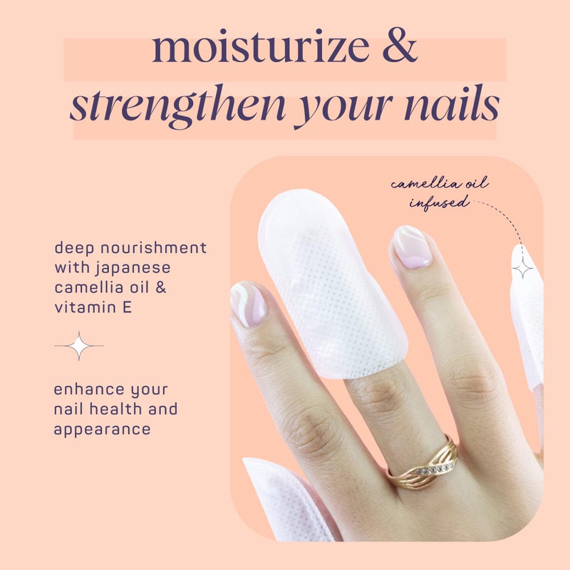 SpaLife Japanese Camellia Oil & Vitamin E Nail Cuticle Wrap 6-Pack (60 Count) - Moisturizing Nail Masks, Dermatologist Recommended, Hydrating Cuticle Repair Mask for Brittle Nails, Nail Spa Treatment - Image 2
