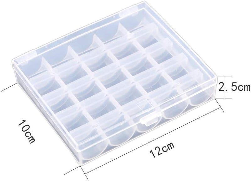 AKIRO 25 Slots Empty Bobbins Spools Box, Sewing Craft Plastic Case Storage Box for Sewing Machine 2 Pack - Image 3