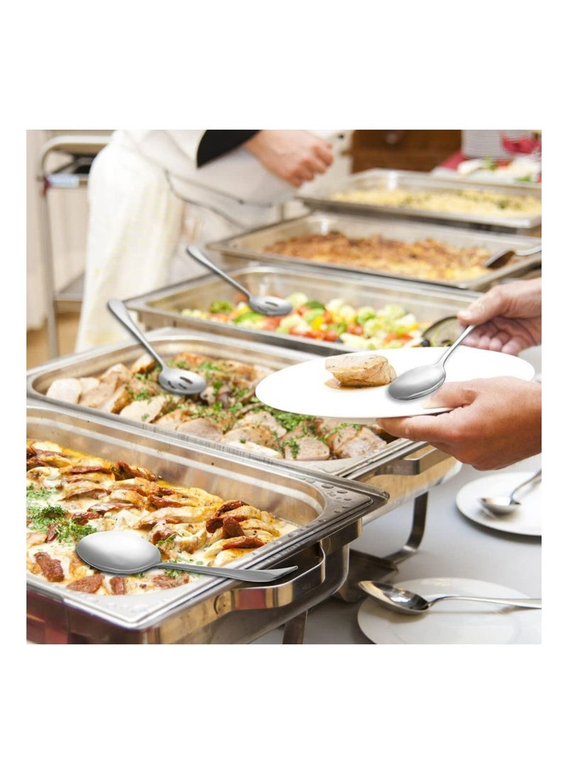 6-Piece Serving Spoon Set 8.7-Inch Metal Utensils 3 Slotted and 3 Solid Spoons Ideal for Buffets and Banquets Perfect Cutlery Set for Home and Kitchen Use - Image 2