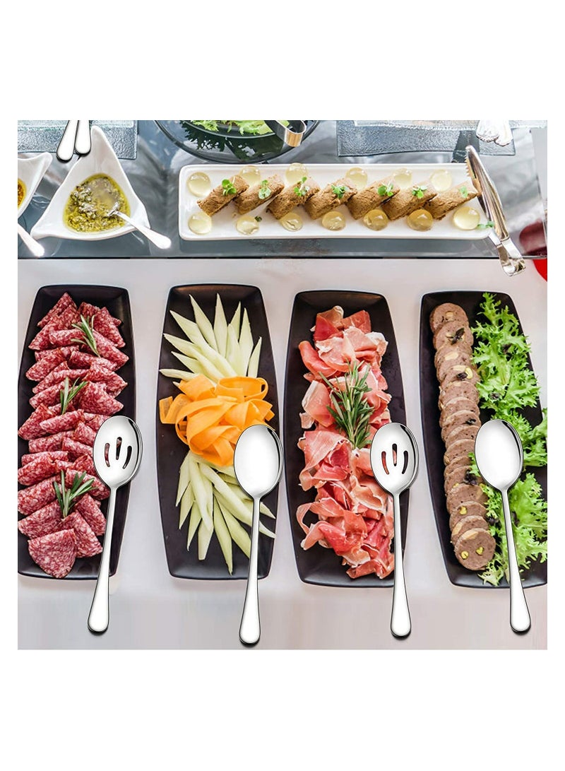 6-Piece Serving Spoon Set 8.7-Inch Metal Utensils 3 Slotted and 3 Solid Spoons Ideal for Buffets and Banquets Perfect Cutlery Set for Home and Kitchen Use - Image 5