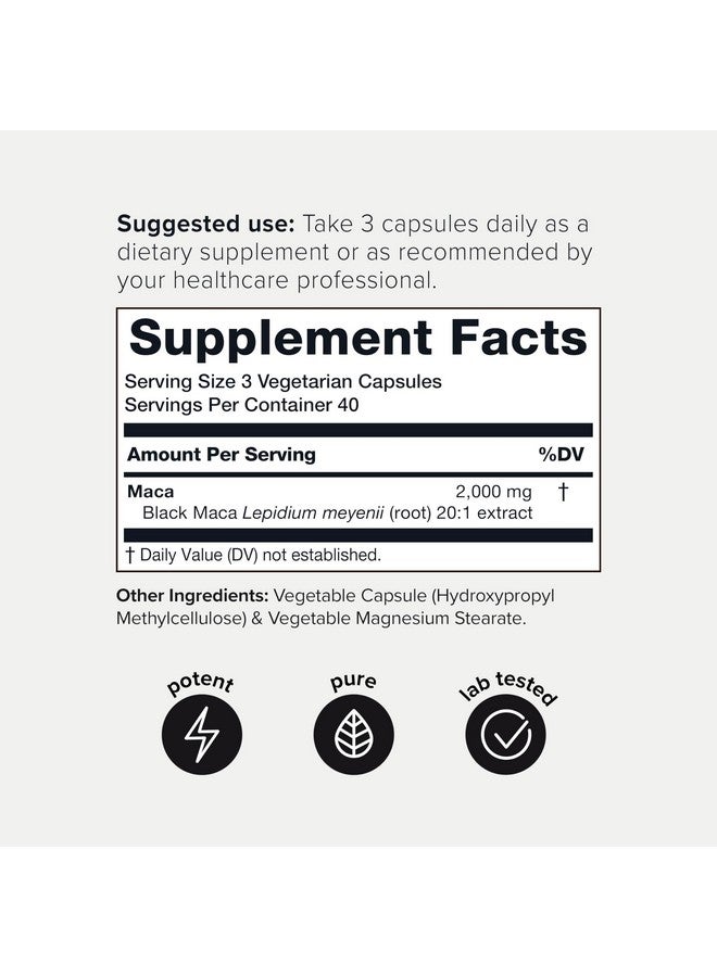 Toniiq جذر الماكا الأسود - مستخلص عالي القوة 20:1 - مصدر واحد، مُجمع بشكل طبيعي ومركز للغاية - مختبر من قبل طرف ثالث - 120 كبسولة - Image 2