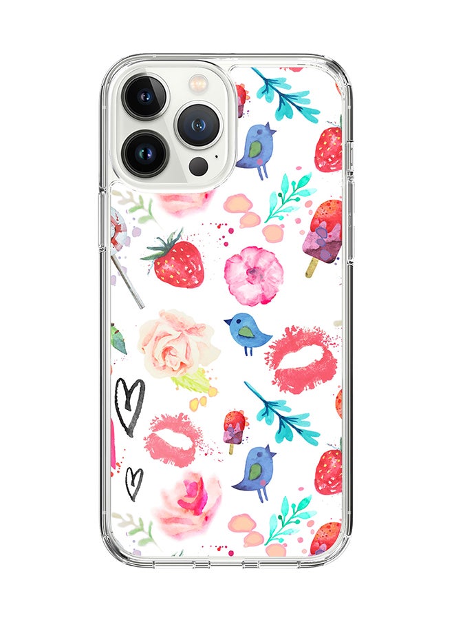 Stylizedd Classic Clear for Apple iPhone 14 Pro Max Case Hybrid Soft Cover Flexible Edges Anti Drop TPU PC Gel Thin Transparent Cover - Summer Fever Full Print