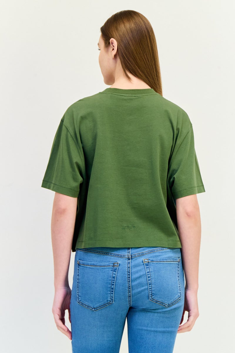 ESPRIT Women Oversized Crew Neck Short Sleeves Graphic Print Crop Top, Multicolor - Image 3