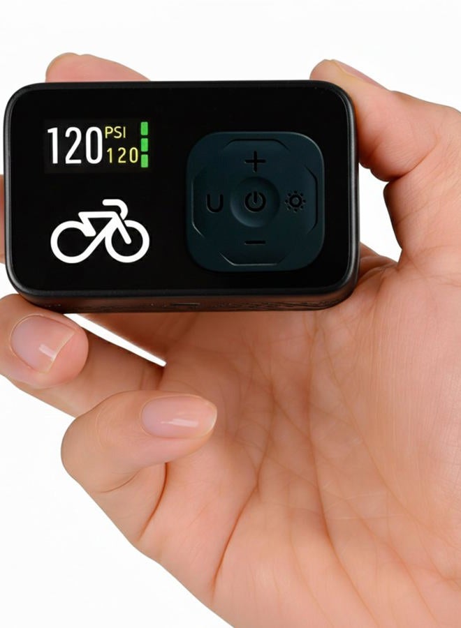 CycloSpirit Mini Electric Bike Pump with Digital Gauge, 120 PSI, Auto Shutoff at The Selected Pressure, USB-C, Presta & Schrader Compatible - Image 1