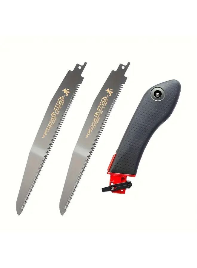3Pcs Handle Saw Set Reciprocating Blades 9TPI Triple Edged Teeth Anti Slip Grip - Image 1