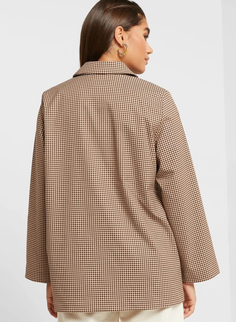 MONKI Checked Tailored Blazer