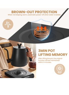 Necomi Coffee Kettle, Tea Kettle 1L 1000W Power Button Temperature Adjustment, 304 Stainless Steel Coffee and Tea Pot  - Image 2