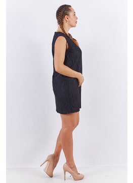 French Connection Women Textured Lace Shift Casual Dress, Black  - Image 4